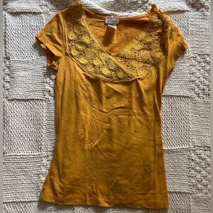 Deadstock Y2K Logos Orange Yellow Lace Neck Baby Tee